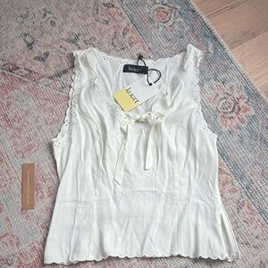 Kout White Eyelet Sleeveless Blouse